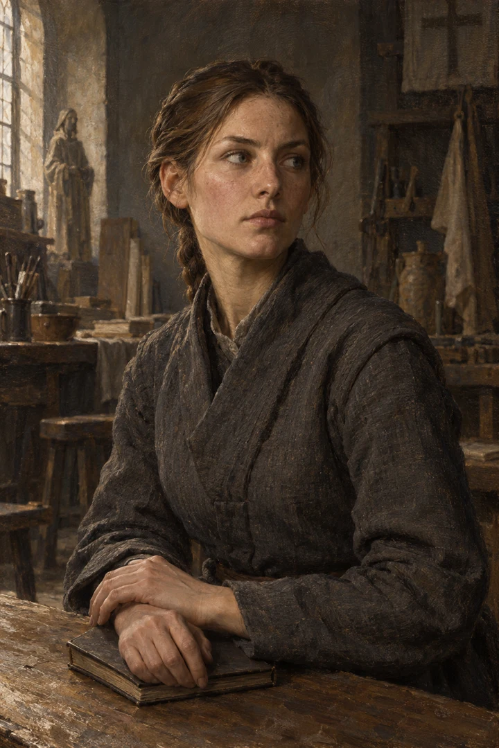Malerische Porträtinterpretation von Amelia Blau