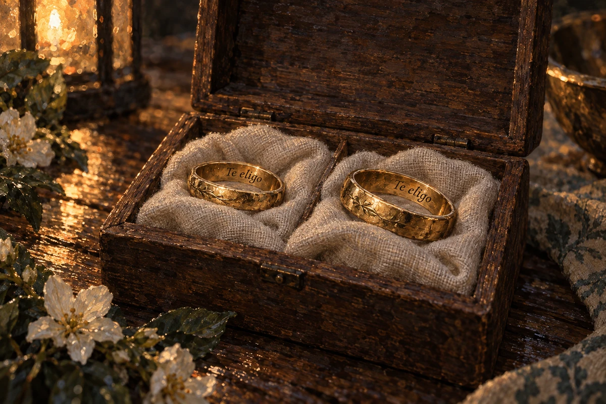 Malerische Bildinterpretation: Die Ringe mit „Te eligo“