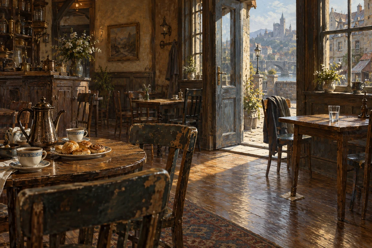 Malerische Ansicht: Adelvias Café