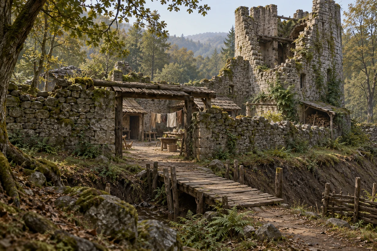 Malerische Bildinterpretation: Die bewohnte Burgruine