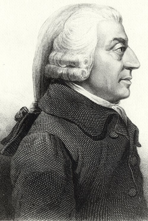 Historischer Porträtstich von Adam Smith.